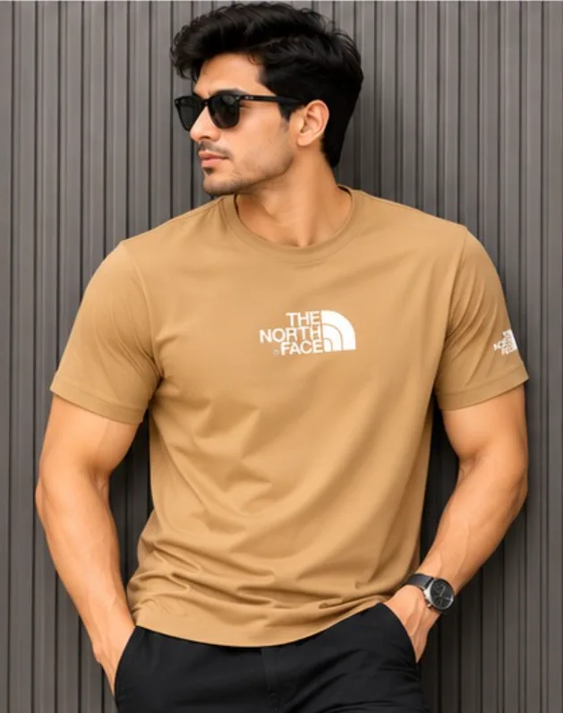 PTS02 Brown Color The Notrh Face Imported China Fabric Premium Tshirt