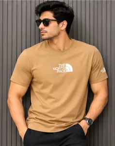 PTS02 Brown Color The Notrh Face Imported China Fabric Premium Tshirt gallery 1