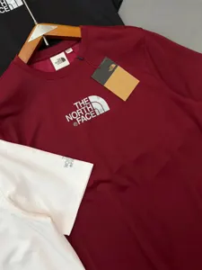 PTS02 Maroon Color The Notrh Face Imported China Fabric Premium Tshirt gallery 2