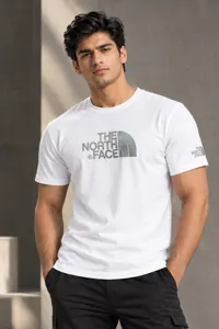PTS02 White Color The Notrh Face Imported China Fabric Premium Tshirt gallery 1